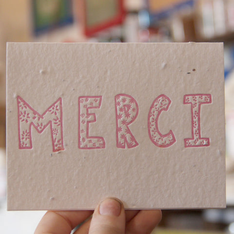 Lovewild Design Plantable Letterpress Merci Card