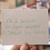 Lovewild Design Plantable Letterpress Marriage Card