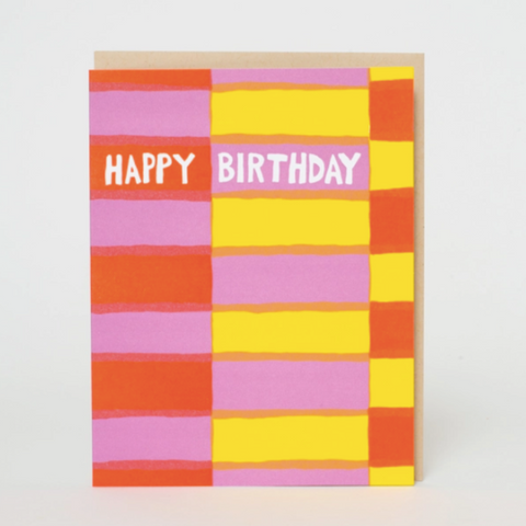 Birthday Fruit Stripe Letterpress Greeting Card