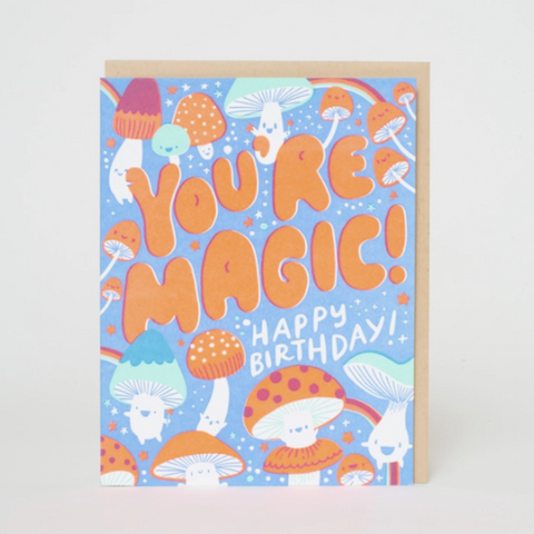 Birthday Magic Mushrooms Letterpress Greeting Card