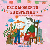 Book cover with two illustrated characters, a guitar, and colorful text on a pink background