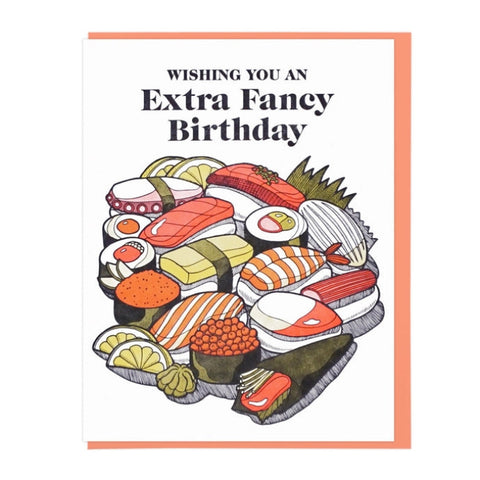 Extra Fancy Sushi Letterpress Birthday Card