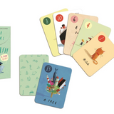Oliver Jeffersont's Go Fish card game set, featuring a mint green box with a whale illustration, several colorful cards fanned out, and two face-down cards on a plain white background.