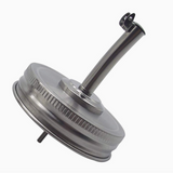 A stainless steel outdoor faucet aerator and filter assembly, shown at an angle on a plain white background.