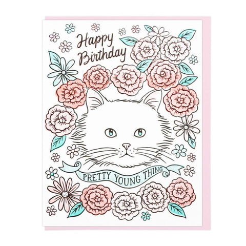Pretty Young Thing Letterpress Birthday Card