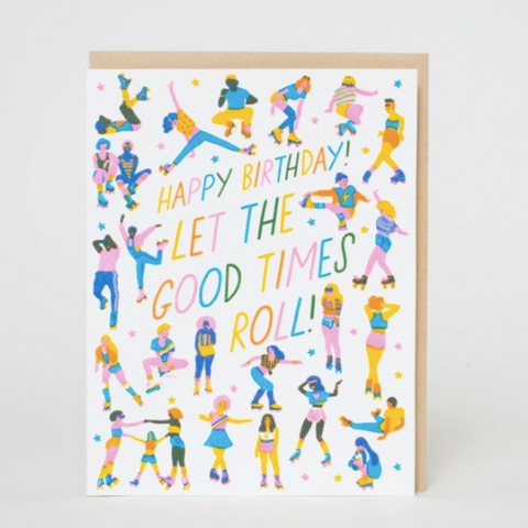 Roller Skaters Birthday Letterpress Greeting Card