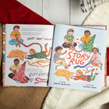 Children's book titled 'Story Rug' with colorful illustrations on a textured surface.