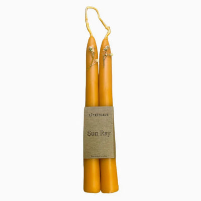 'Sun Ray' Beeswax Taper Candles