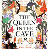 Book cover of 'The Queen in the Cave' with colorful illustrations and text.