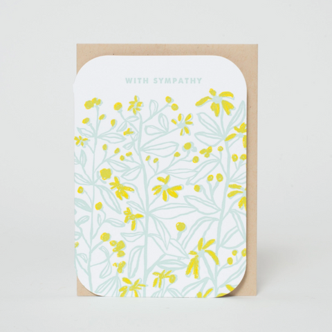 Card with yellow floral pattern on a white background