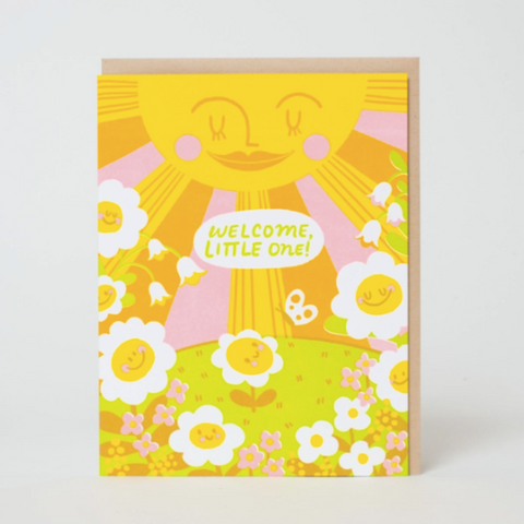 Welcome Baby Sun Letterpress Card By Hello!Lucky