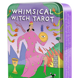 Whimsical Witch Tarot card set packaging with colorful illustration of a witch and tarot cards.