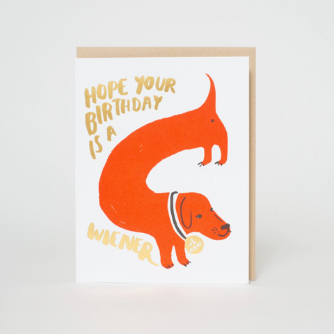 Wiener Birthday Dog Letterpress Greeting Card