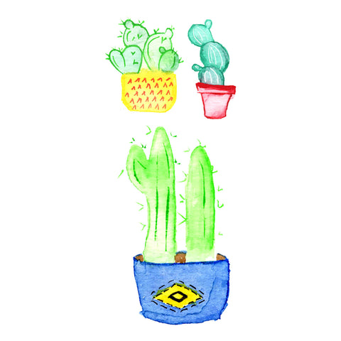 Lovewild Design Watercolor Temporary Tattoo Cactus