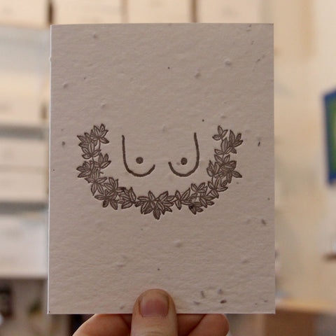 Boob Card Lovewild Design Plantable Letterpress Stationery