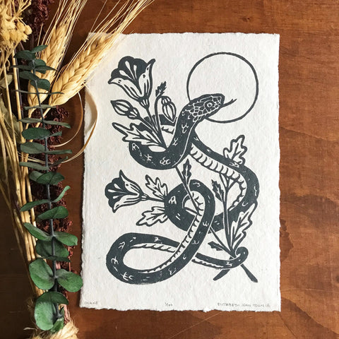 Snake & Poppies Print
